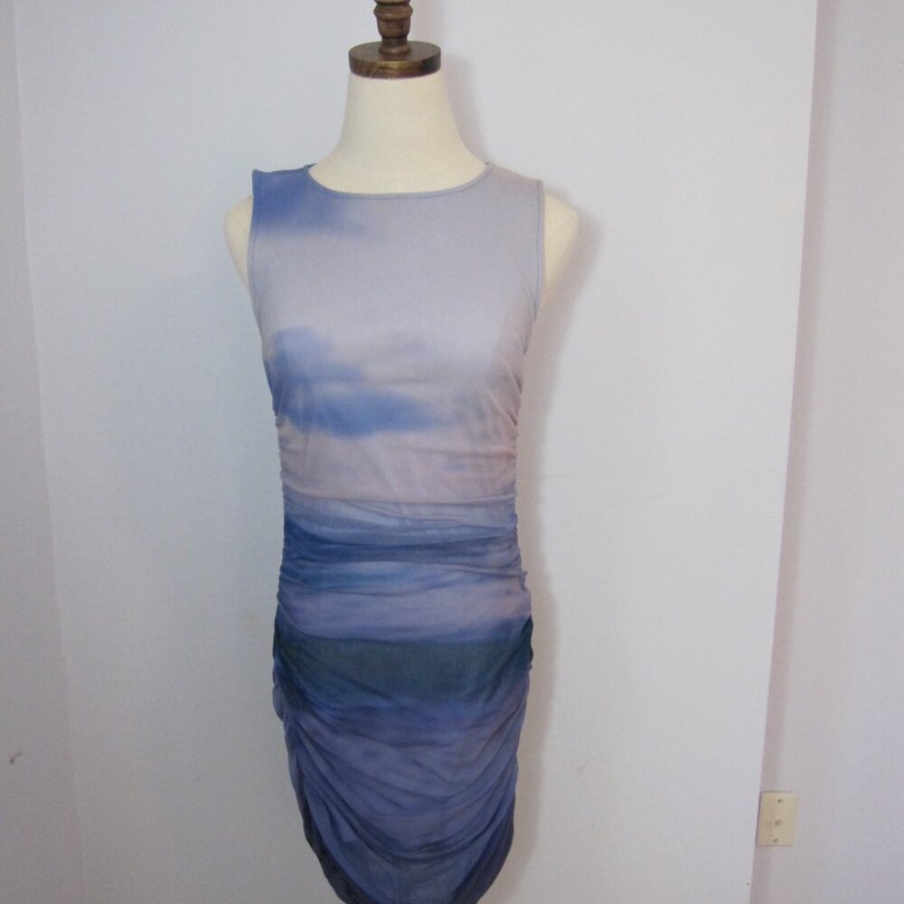 Urban Outfitters Lavender Lilac Ombre Mesh Ruched Bodycon Dress Size M NWT